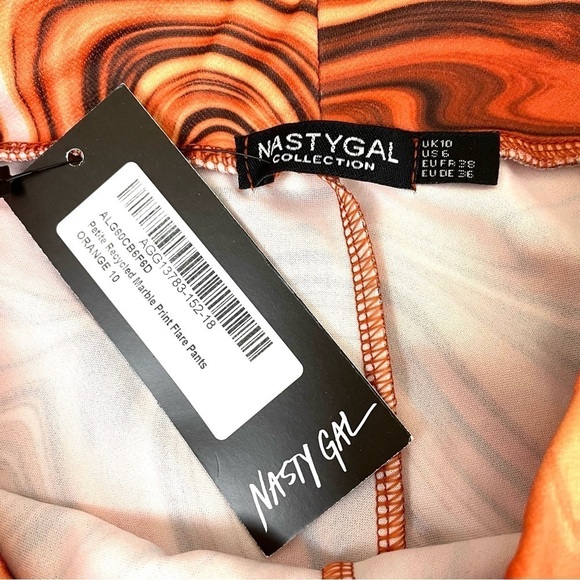 NWT Nasty Gal Recycled Marble Print Flare Pants Sz6 - Picture 10 of 15